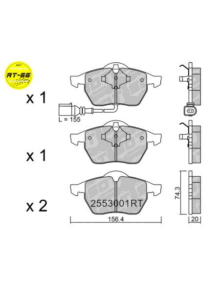 Racing RT66 Front Brake Pads for Audi A3 S3 8L TT 8N Seat Leon 1M 20VT VW Golf IV GTI