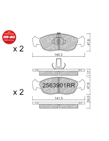FRONT RACING BRAKEPADS RR80 CITROEN SAXO VTS VTR XSARA PEUGEOT 106 RALLYE GTI 306