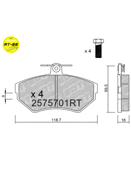 FRONT RACING BRAKEPADS RT66 SEAT AROSA CORDOBA VW GOLF III LUPO POLO 6N