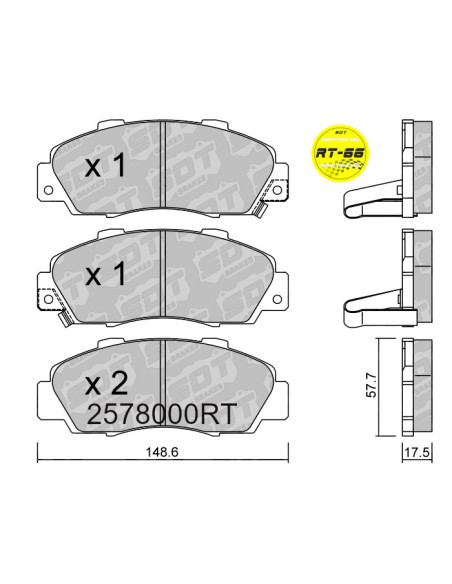 FRONT RACING BRAKEPADS RT66 HONDA ACCORD TYPE R CIVIC MB6 MC2 CRV HRV INTEGRA DC2 NSX PRELUDE BB