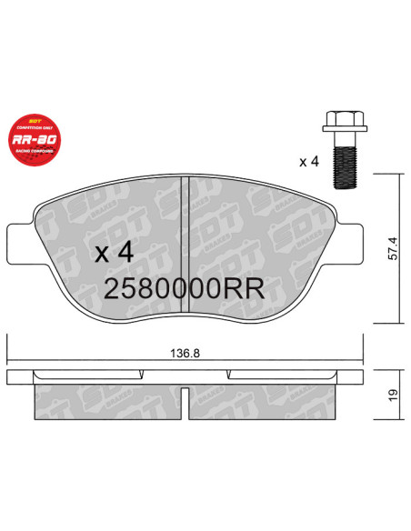 Pastillas De Freno Delanteras Racing Rr80 Ø283 Citroen C4 Fiat 500 Abarth Peugeot 206 207 307 Corsa D
