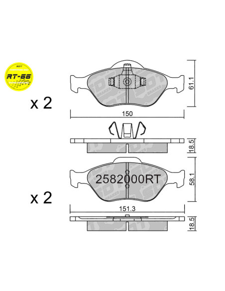 FRONT RACING BRAKEPADS RT66 FORD FIESTA FUSION PUMA STREET KA MAZDA 2 DY