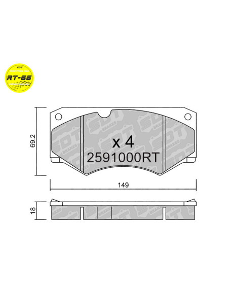 FRONT RACING BRAKEPADS RT66 MERCEDES G 460 461 463 307D 308D 310D VW LT40 LT45 LT50 LT55