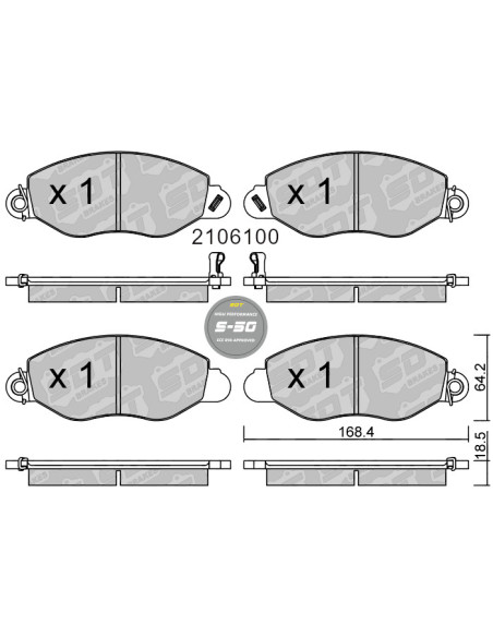 FRONT HIGH PERFORMANCE BRAKEPADS S50 FORD COMMERCIAL TRANSIT (2000-2006)