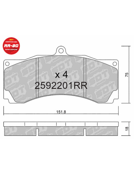 FRONT RACING BRAKEPADS RR80 ALCON AP RACING COMPBRAKE D2RACING KSPORT ROTORA STOPTECH VMAXX D51mm