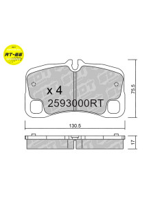REAR RACING BRAKEPADS RT66 PORSCHE 911 996 3.6 GT2 GT3 911 996 3.8 GT3 4.0 GT3 RS