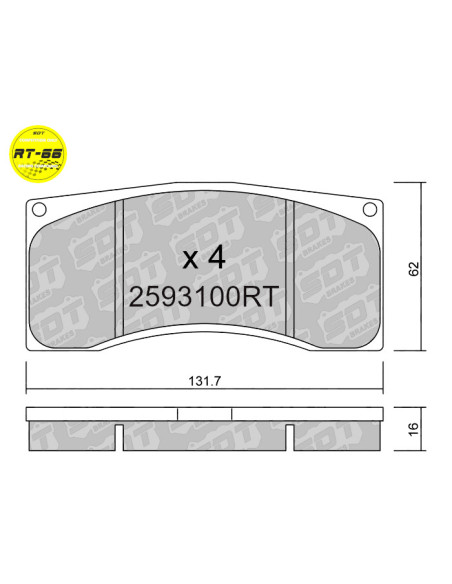 RACING BRAKEPADS RT66 ABARTH ALCON BREMBO CITROEN FORD GINETTA HYUNDAI PEUGEOT ROTORA TOYOTA