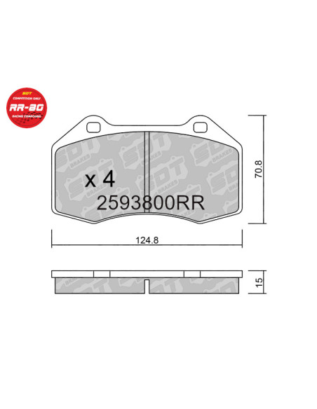 FRONT RACING BRAKEPADS RR80 ABARTH 500 ALFA ROMEO 4C ALPINE A110 FIAT OPEL CORSA D E RENAULT CLIO 3 RS BREMBO