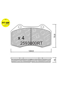 FRONT RACING BRAKEPADS RT66 ABARTH 500 ALFA ROMEO 4C ALPINE A110 FIAT OPEL CORSA D E RENAULT CLIO 3 RS BREMBO