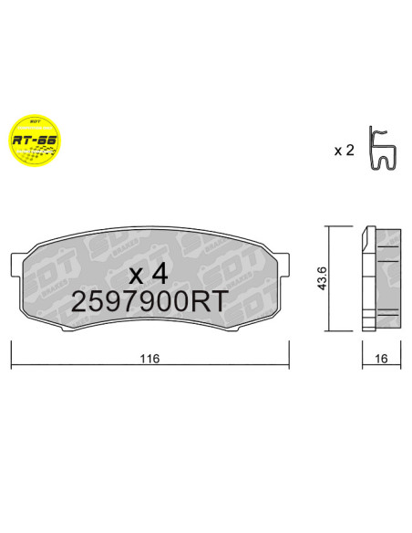 REAR RACING BRAKEPADS RT66 MITSUBISHI MONTERO IV V80 V90 TOYOTA FJ CRUISER LAND CRUISER HDJ80 KDJ120