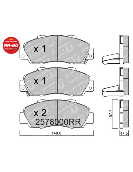 FRONT RACING BRAKEPADS RR80 HONDA ACCORD TYPE R CIVIC MB6 MC2 CRV HRV INTEGRA DC2 NSX PRELUDE BB