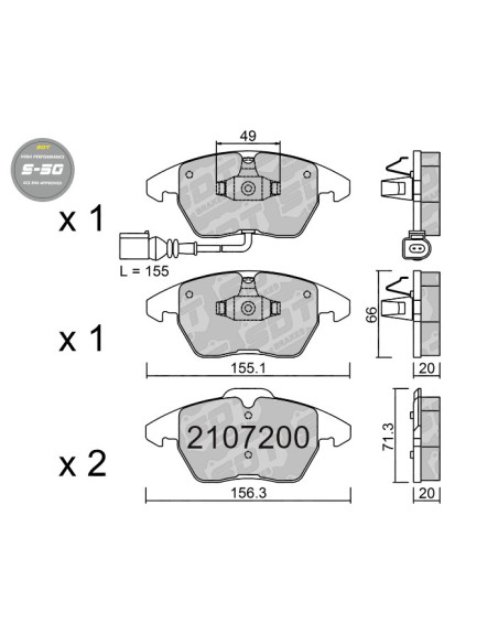 Front High Performance brakepads S50 Audi A3 8P Seat Ibiza 6J 6L Leon 1P Skoda Fabia 5J VW Golf V VI Scirocco