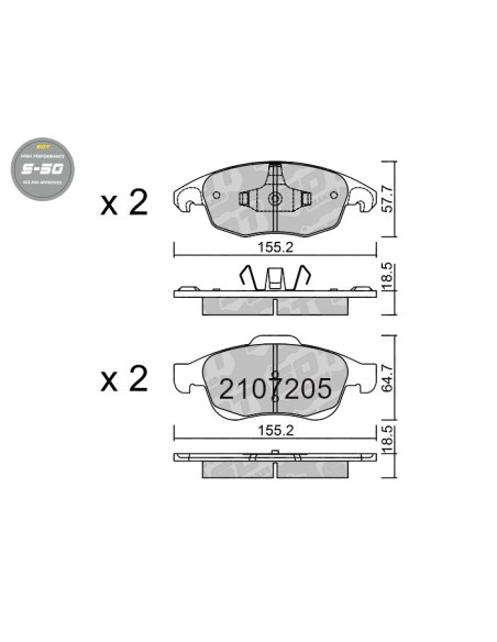 FRONT HIGH PERFORMANCE BRAKEPADS S50 CITROEN BERLINGO C4 DS DS4 PEUGEOT 5008 PARTNER TEPEE