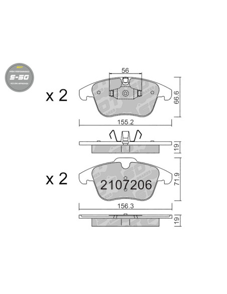 FRONT HIGH PERFORMANCE BRAKEPADS S50 FORD MONDEO LAND ROVER RANGE EVOQUE JAGUAR S-TYPE XF VOLVO S60 S80 V70