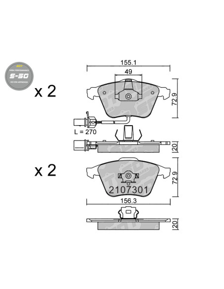 FRONT HIGH PERFORMANCE BRAKEPADS S50 AUDI A4 B6 B7 A6 4F A6 ALLROAD 4FH A8 4E SEAT EXEO