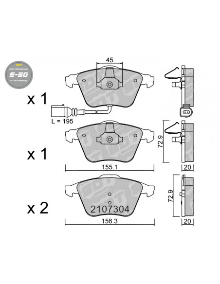 PASTILLAS DE FRENO DELANTERAS HIGH PERFORMANCE S50 AUDI A3 S3 8P TT 8J VW GOLF VI R SCIROCCO R