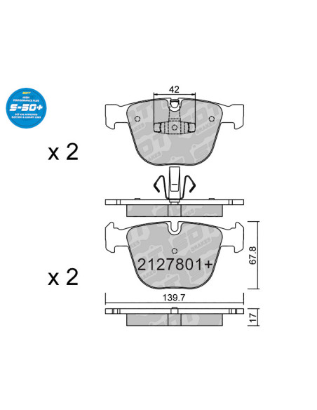 Pastillas De Freno Traseras High Performance Plus S50+ Bmw 5 Gt F07 / 7 F01 - F02 - F03 - F04
