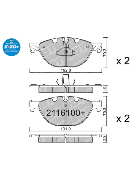 FRONT HIGH PERFORMANCE PLUS BRAKEPADS S50+ BMW 5 F10 F11 5 GT F07 6 F06 7 F01