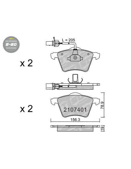 Pastillas De Freno Delanteras High Performance S50 Vw Multivan T4 Transporter T4 Caravelle