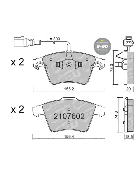 FRONT HIGH PERFORMANCE BRAKEPADS S50 VOLKSWAGEN TOUAREG 2.5 R5 TDI 7LA  OFF-ROAD