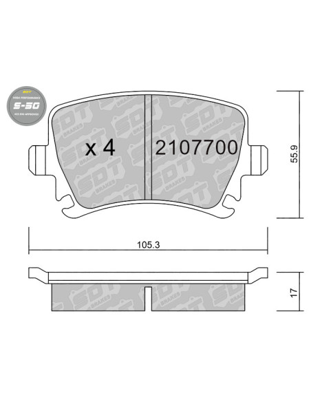 Pastillas De Freno Traseras High Performance S50 Audi A3 8Pa4 B7 Tt 8J Seat Leon 1P Leon 5F Skoda Octavia Vw Golf V Vi Scirocco