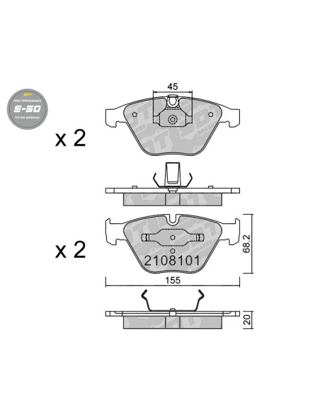 FRONT HIGH PERFORMANCE BRAKEPADS S50 BMW SERIE 3 E90 E91 E92 X1 E84 Z4 E89