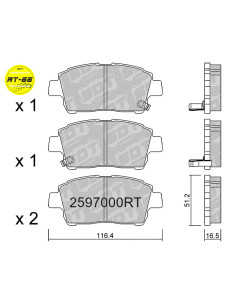 Pastillas de freno delanteras racing RT66 toyota MR2 MK3