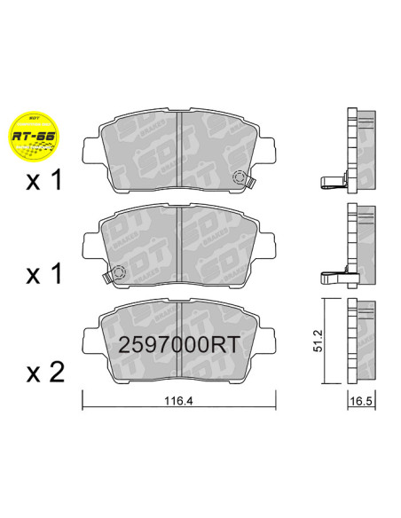 Pastillas de freno delanteras racing RT66 toyota MR2 MK3