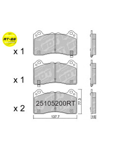 FRONT RACING BRAKEPADS RT66 FORD FOCUS RS MK3 ST MK4 TRACK PACK MUSTANG MACH E