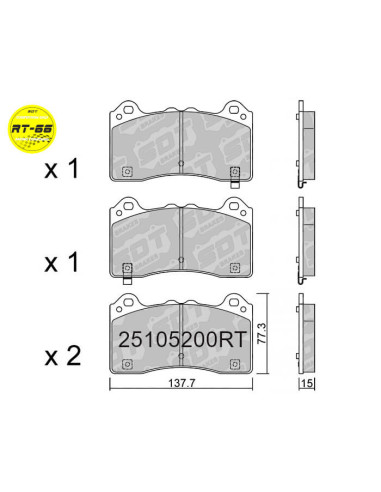 FRONT RACING BRAKEPADS RT66 FORD FOCUS RS MK3 ST MK4 TRACK PACK MUSTANG MACH E