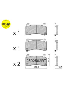 REAR RACING BRAKEPADS RT66 NISSAN GTR R35