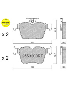 RACING REAR BRAKEPADS RT66 AUDI A3 8V CUPRA ATECA FORMENTOR SEAT LEON 5F VW GOLF VII (ELECTRIC HANDBRAKE)