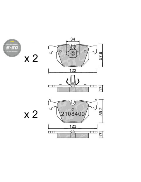 REAR HIGH PERFORMANCE BRAKEPADS S50 BMW SERIE SERIE 7 E65 E66