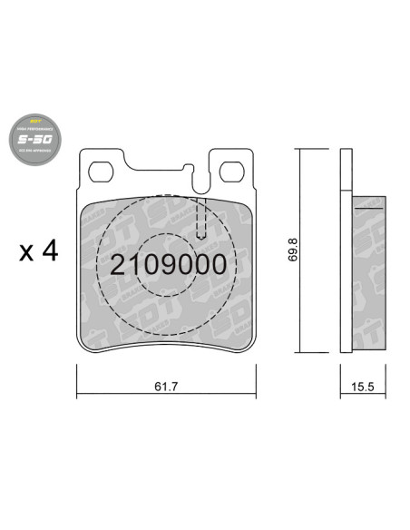 REAR HIGH PERFORMANCE BRAKEPADS S50 MERCEDES C CLASS 202 C 203 CLK 208 CLK 209 E 210 SLK 171 CHRYSLER CROSSFIRE