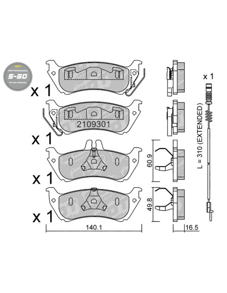 REAR HIGH PERFORMANCE BRAKEPADS S50 MERCEDES ML 163