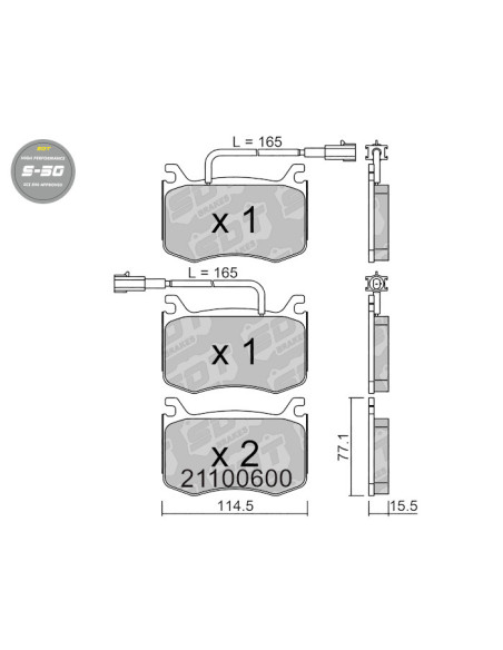 Pastillas Delanteras High Performance S50 Alfa Romeo Giulia II 952