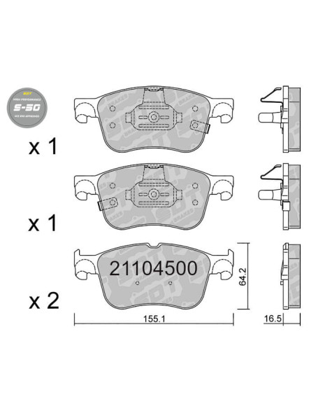 Pastillas De Freno Delanteras High Performance S50 Ford Focus Mk4 Kuga Mk3 Puma Mk2 St