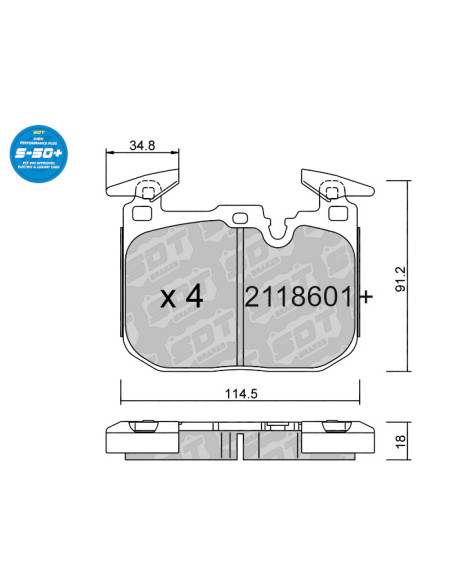FRONT HIGH PERFORMANCE BRAKEPADS PLUS S50+ BMW M3 F80 M4 F82 PERFORMANCE BRAKES MSport