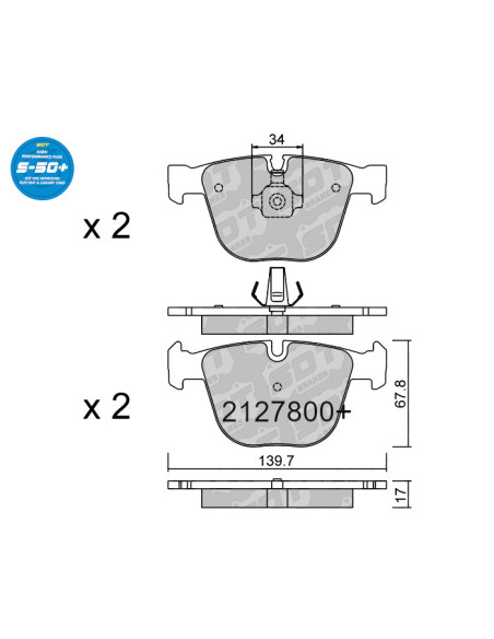 Pastillas De Freno Traseras High Performance Plus S50+ Bentley Arnage / Bmw 135I / M3 E92 / 5 E60 / 6 E63 / X5 E70 - F15 / X6