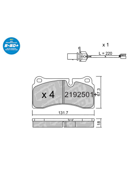 REAR HIGH PERFORMANCE PLUS BRAKEPADS S50+ AUDI R8 / LAMBORGHINI DIABLO - GALARDO / NISSAN GT-R R35