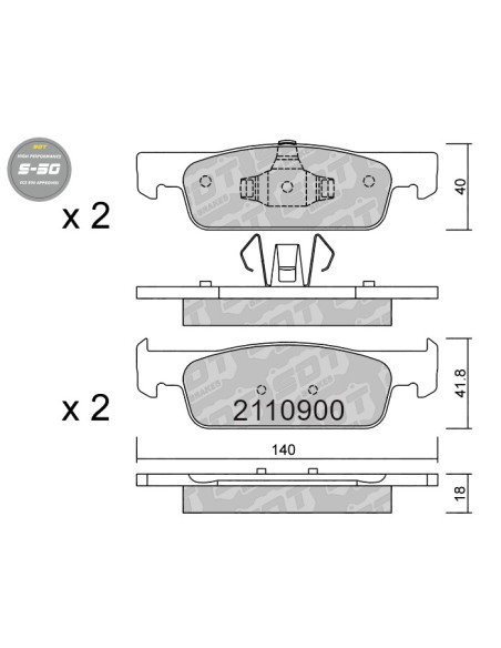 FRONT HIGH PERFORMANCE BRAKEPADS S50 DACIA LOGAN II MCV SANDERO II RENAULT CLIO IV TWINGO III SMART FORTWO 453
