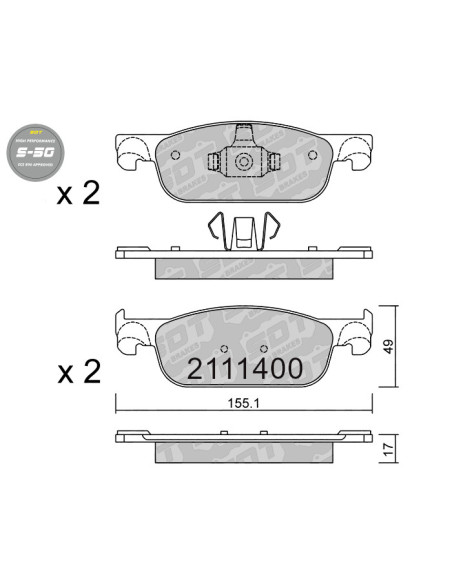FRONT HIGH PERFORMANCE BRAKEPADS S50 DACIA LOGAN II SANDERO II LADA XRAY RENAULT CLIO IV
