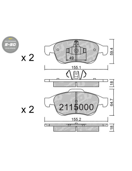 FRONT HIGH PERFORMANCE BRAKEPADS S50 DACIA DOKKER DUSTER LODGY RENAULT CAPTUR FLUENCE MEGANE III SCENIC III