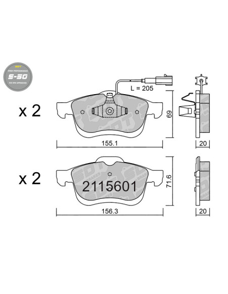 FRONT HIGH PERFORMANCE BRAKEPADS S50 FIAT DOBLO LANCIA DELTA III OPEL COMBO