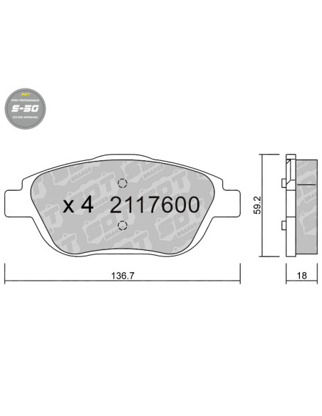 FRONT HIGH PERFORMANCE BRAKEPADS S50 CITROEN C3 II DS3 DS3 OPEL CORSA F CROSSLAND PEUGEOT 208 II 2008