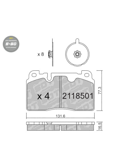 FRONT HIGH PERFORMANCE BRAKEPADS S50 AUDI A6 4G A7 4G Q5 8R PORSCHE MACAN 95B