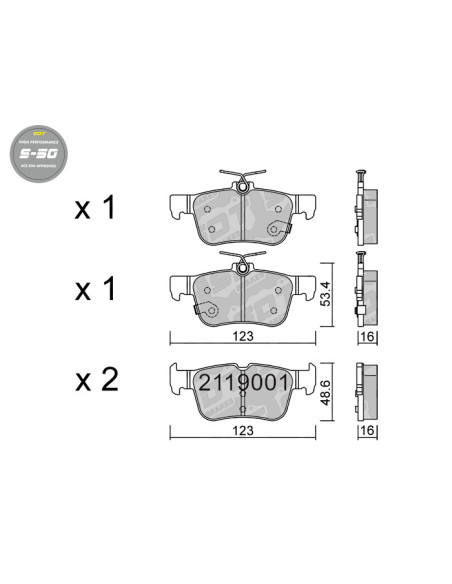 Pastillas De Freno Traseras High Performance S50 Ford Galaxy Ck Mondeo Iv S-Max Cj Edge Ii