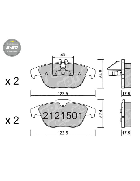 REAR HIGH PERFORMANCE BRAKEPADS S50 MERCEDES BENZ CLASE E 207 GLK X204
