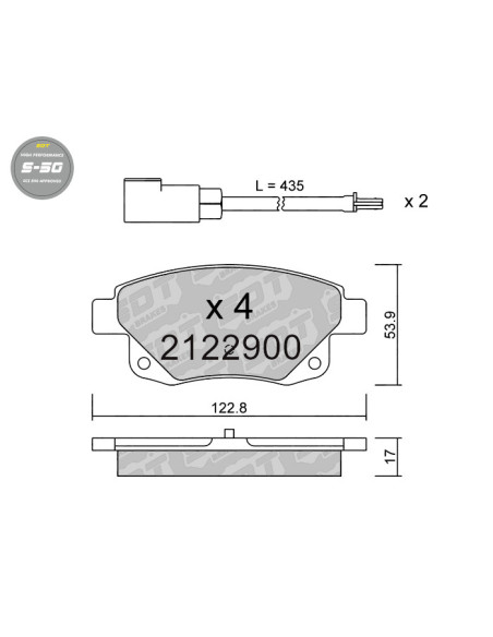 REAR HIGH PERFORMANCE BRAKEPADS S50 FORD TRANSIT