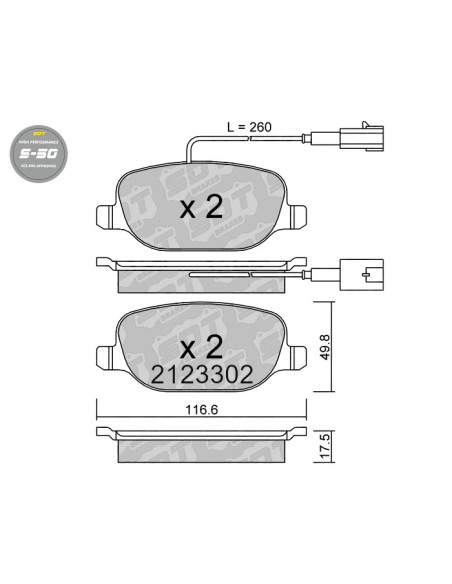 REAR HIGH PERFORMANCE BRAKEPADS S50 ALFA ROMEO 4C 159 BRERA SPIDER LANCIA DELTA THESIS